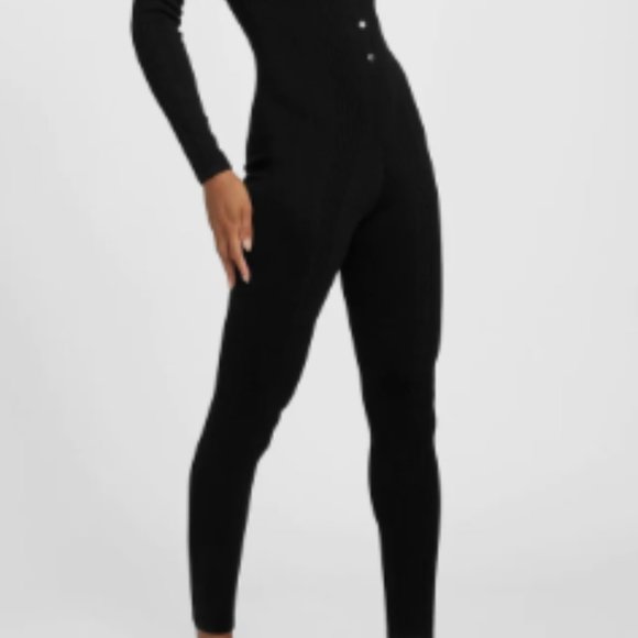 Guess Daria Sweater Jumpsuit Jet Black Size Small - Picture 3 of 16